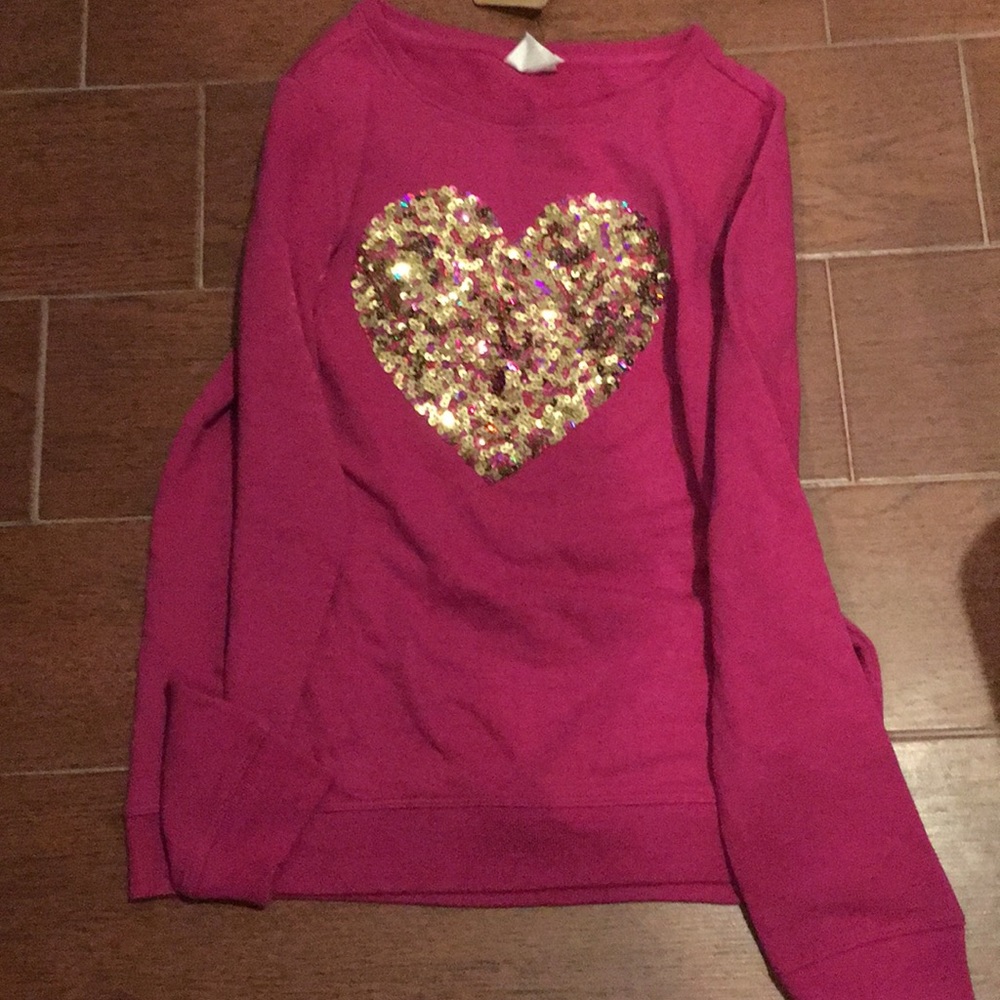 Crazy 8 pink heart long sleeved tee